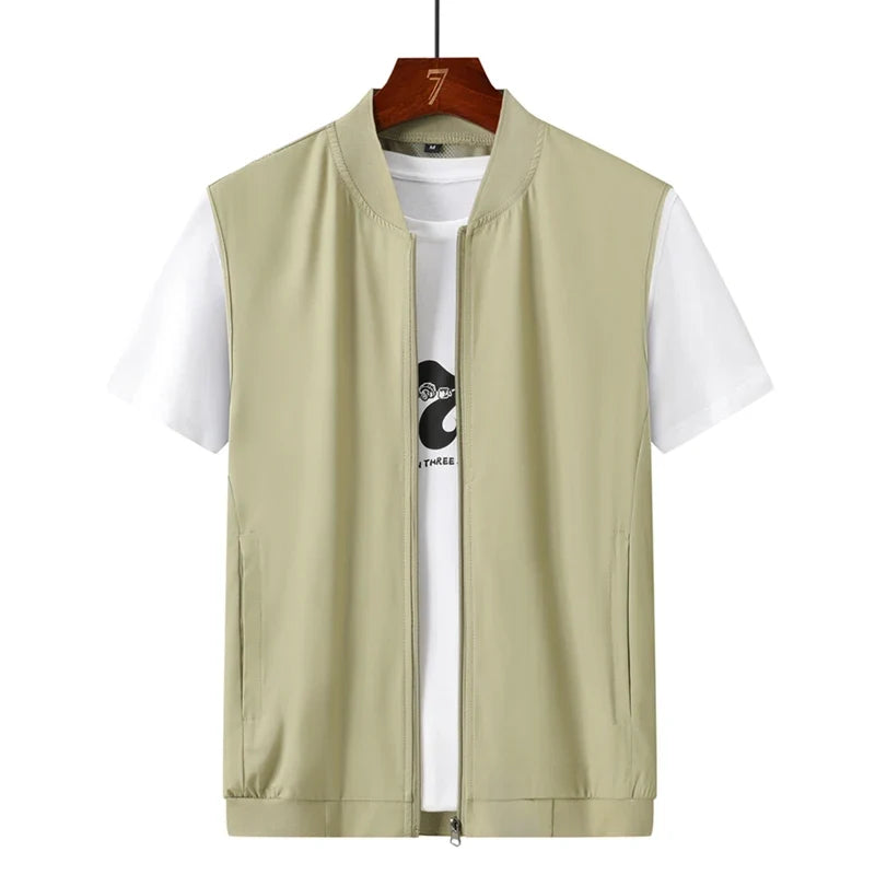 Summer Ultra-Thin Men's Vest Sleeveless Shoulders Quick Drying Breathable Jacket Outdoor Climbing Fishing Leisure Undershirt