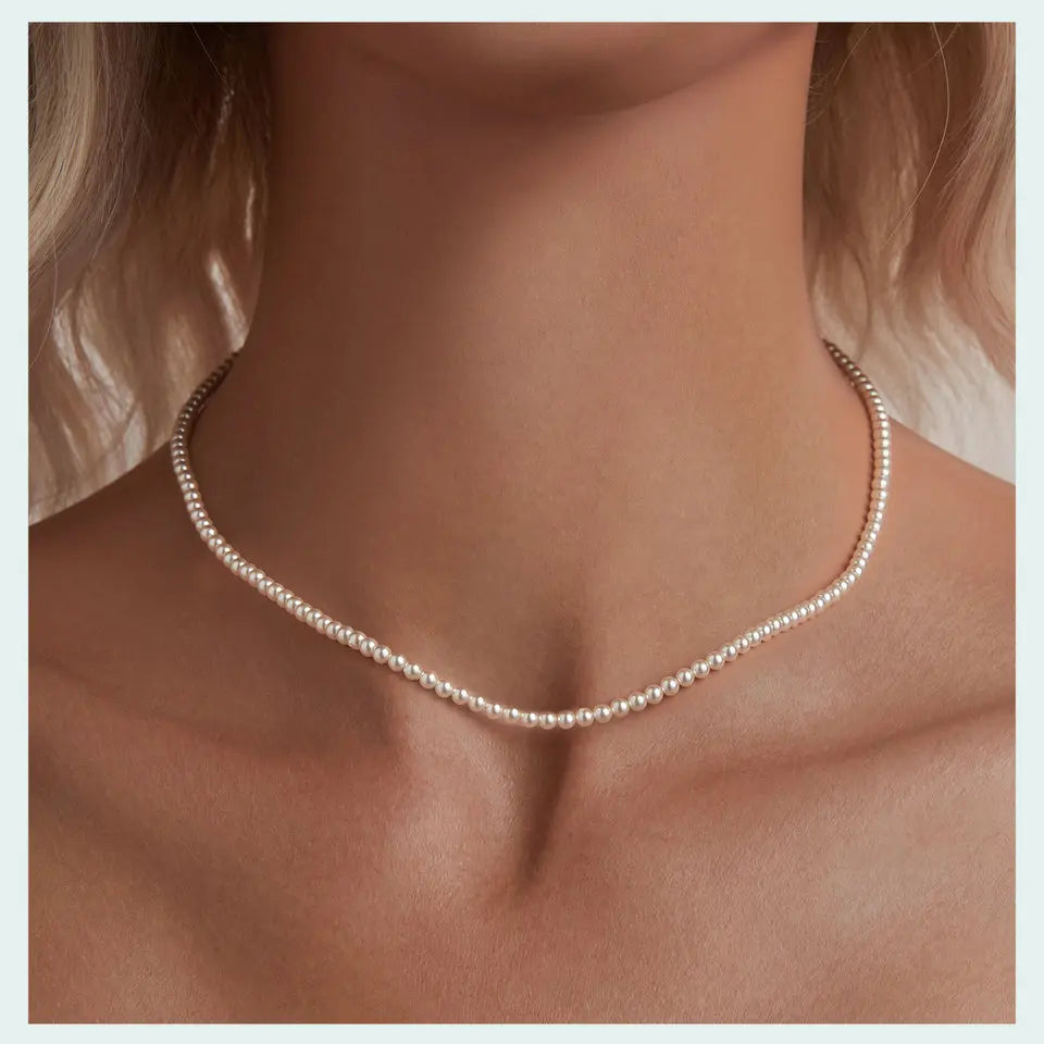 Pearl Necklace for Women Shell Pearl Beaded Necklace, 925 Sterling Silver Australian South Sea Pearl Necklace Jewelry