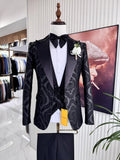 New Arrival Elegant Jacquard Men's Suit Set 3 Pieces Banquet Party Wear S-3XL Peak Lapel Slim Fit Suits For Men Dancing Wear