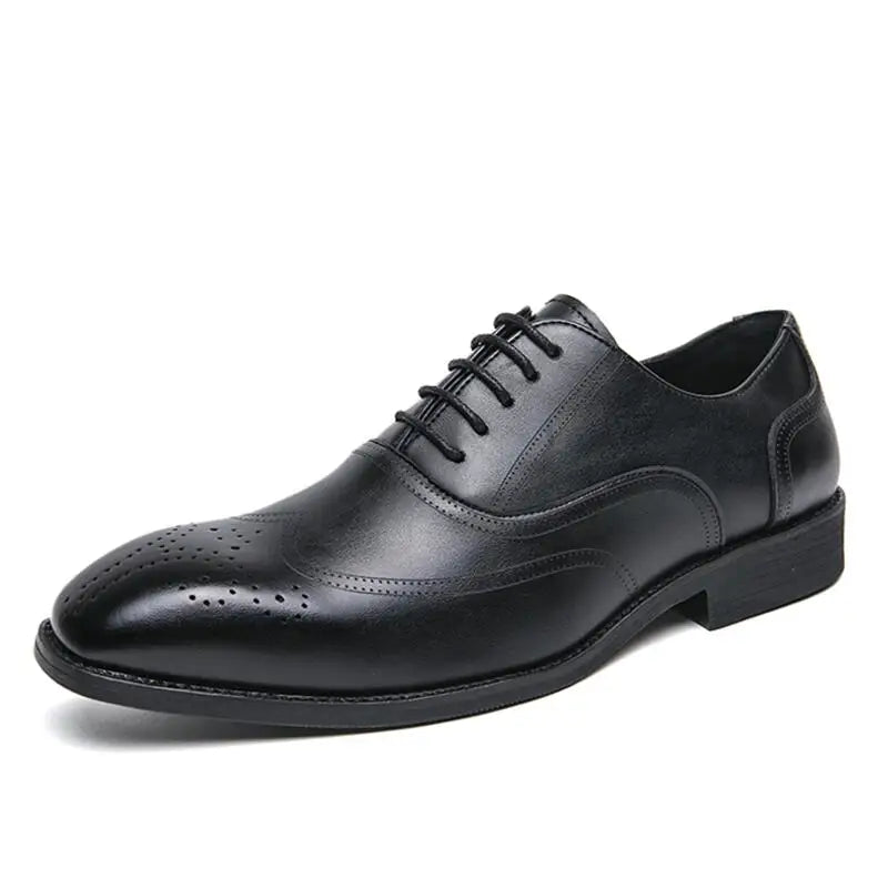 Luxury Men Dress Shoes Pointed Toe Leather Men's Oxfords  Shoes Classic Italy Brogue Shoes Fashion Lace-up Men's Shoes Size 46