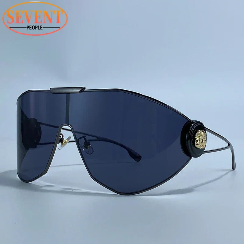 Oversized One-Piece Mask Punk Sunglasses Women 2026 Luxury Brand Vintage Windproof Sun Glasses Wrap Around Shades Shield Goggle