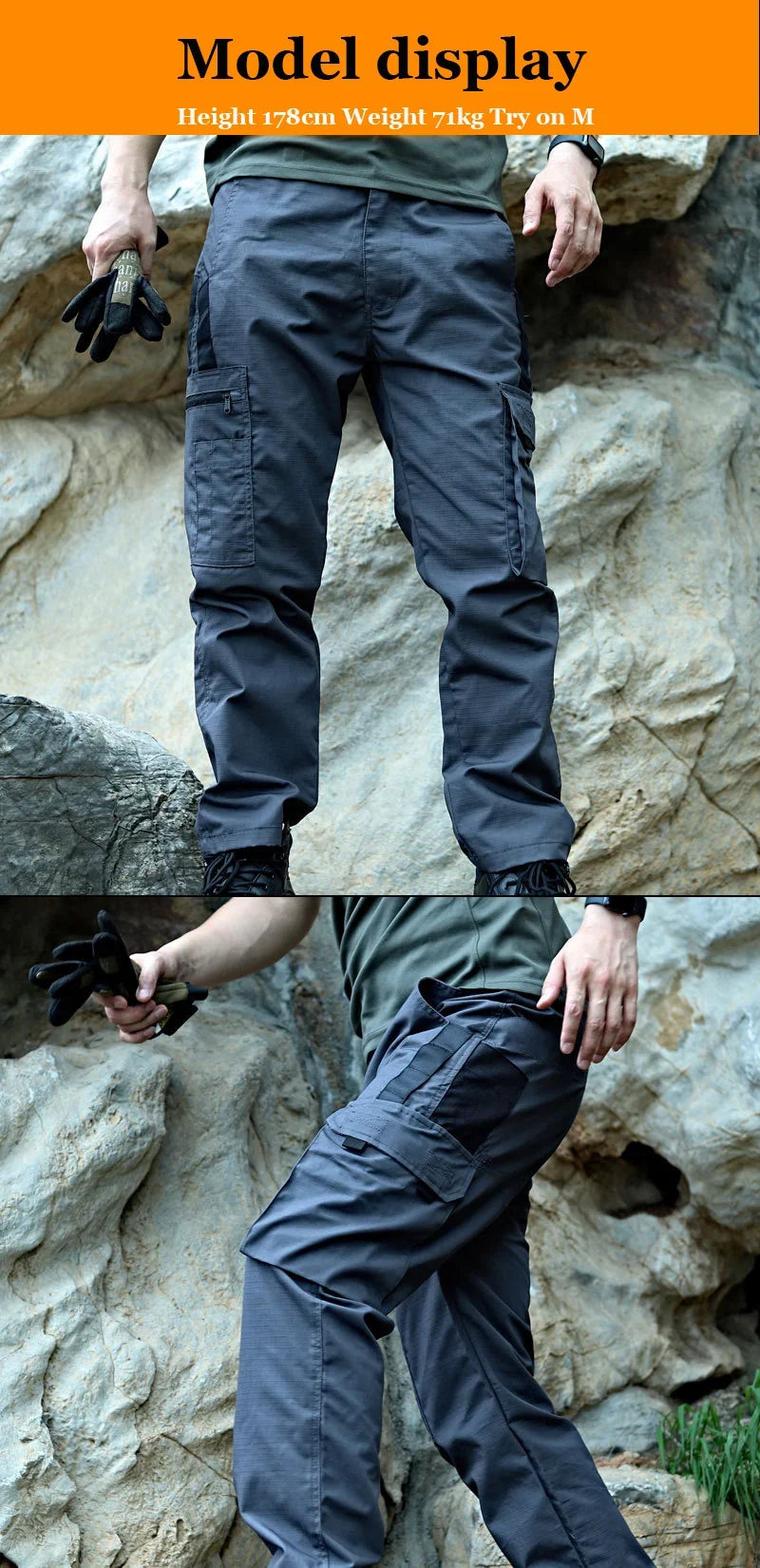 Outdoor Tactical Pants Men Casual Cargo Trousers Multi-pocket Waterproof Pant Autumn Spring Outdoor Workwear Hiking Trousers