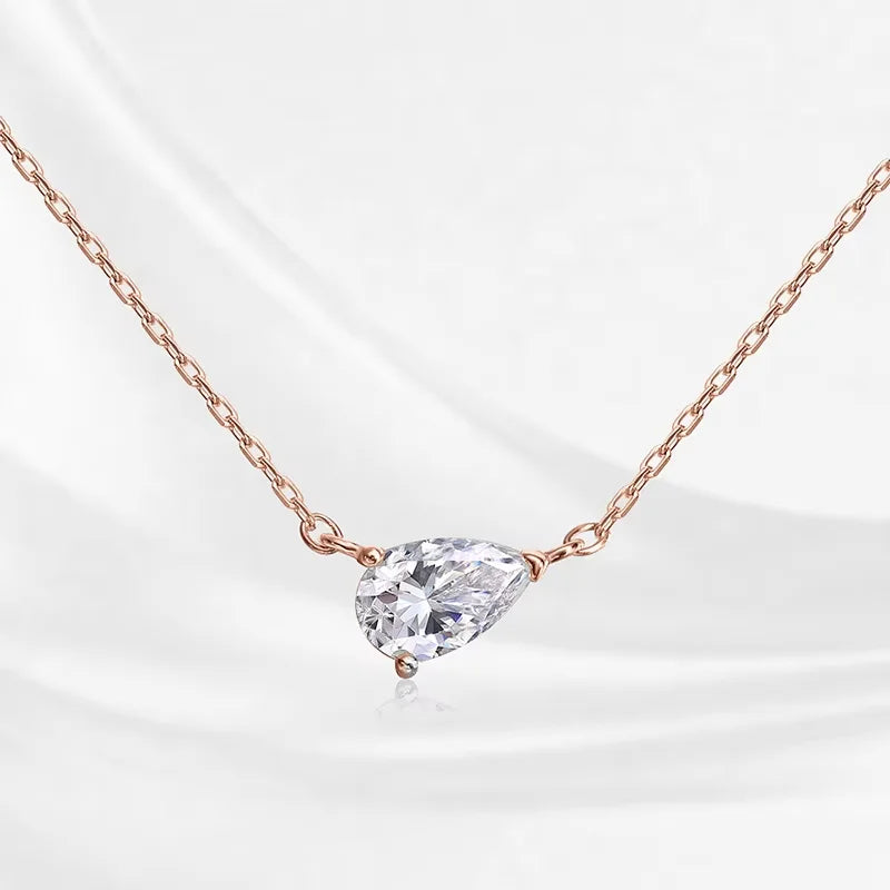 1-4CT Pear Cut Moissanite Pendant Necklace for Women Girls 3 Designs Lab Diamond Wedding Silver 925 Chains Fine Jewelry