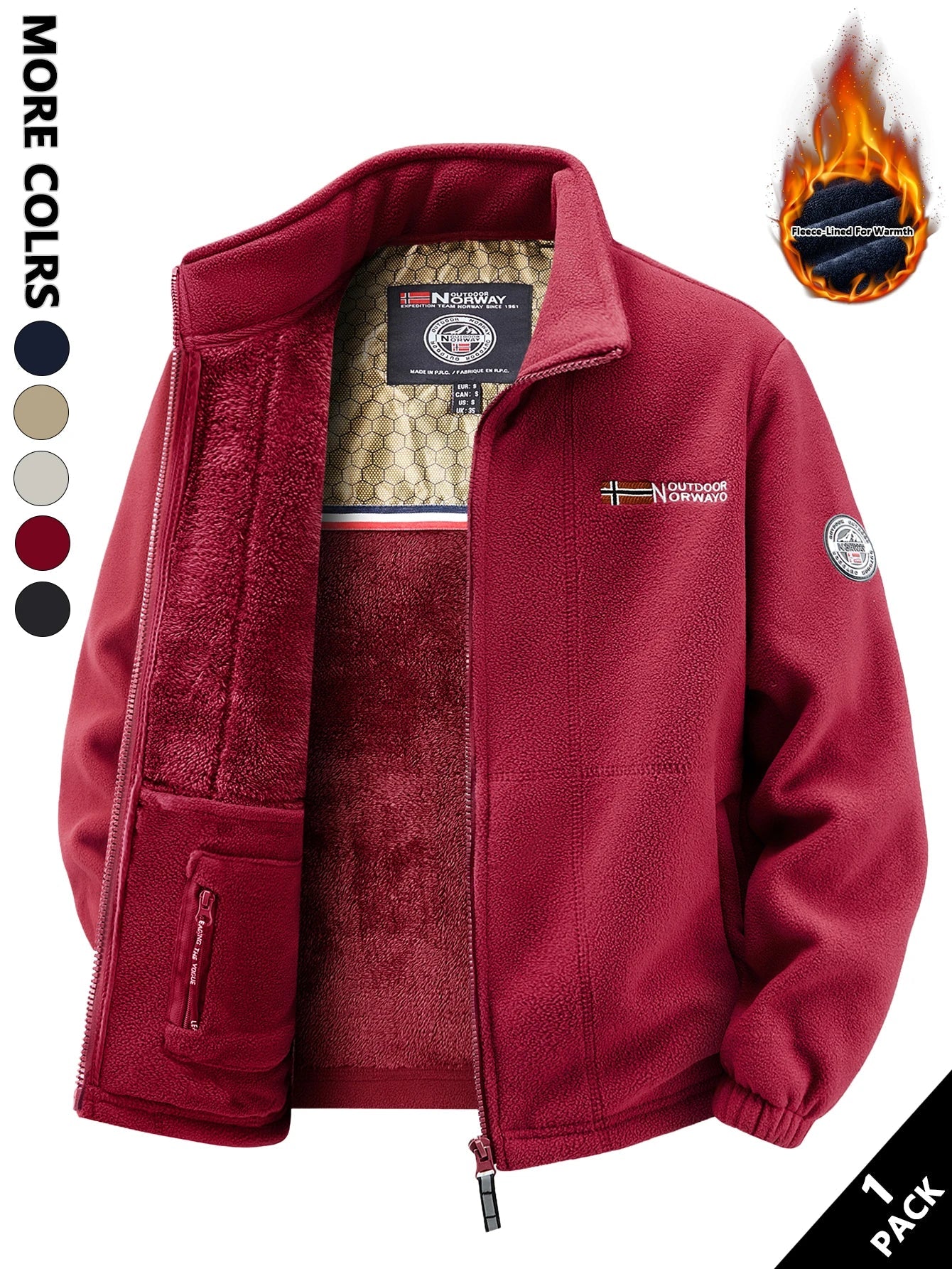 Men's Fleece Jacket, Soft and Skin-Friendly, Heat-Retaining and Wind-Resistant, Suitable for Daily Commuting, Home Leisure, Outdoor Walking, Casual Gatherings with Friends, Layering in Autumn and Winter, and Short Trips