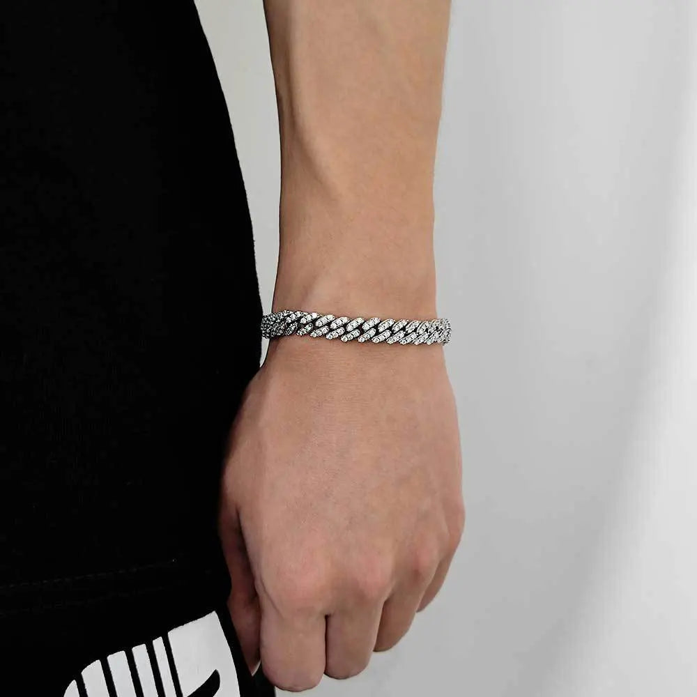 D VVS1 Moissanite Cuban Bracelet Original s925 Sterling Silver Plated 18k White Gold with GRA Bracelets for Women Man