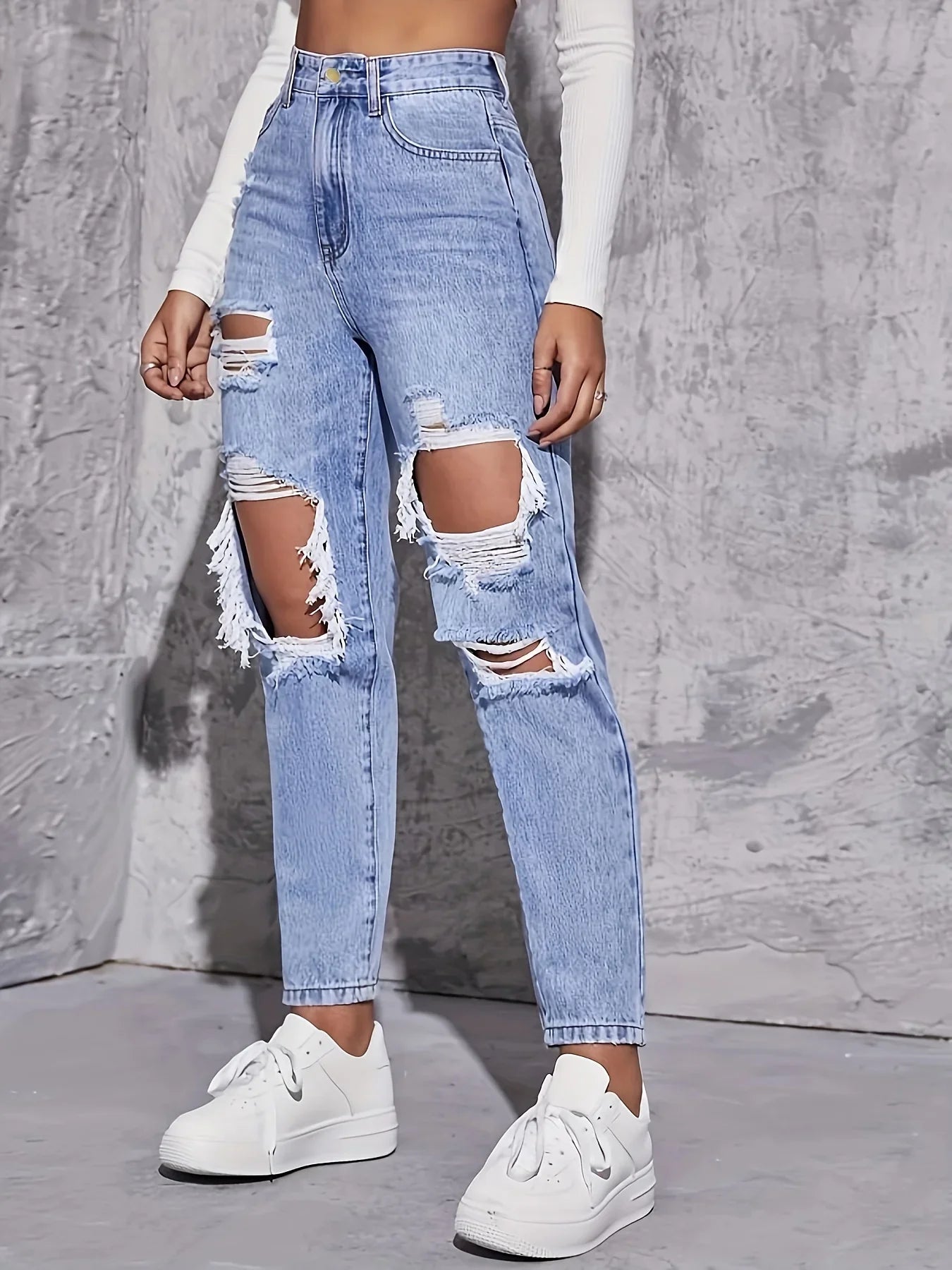 Women High Waist Straight-crotch Loose Slim Pants