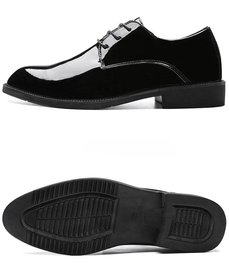 Autumn Winter Bright Upper Business Patent Leather Dress Shoes Man 2025 Trend Elegant Social Shoe for Men and Classic Party 39