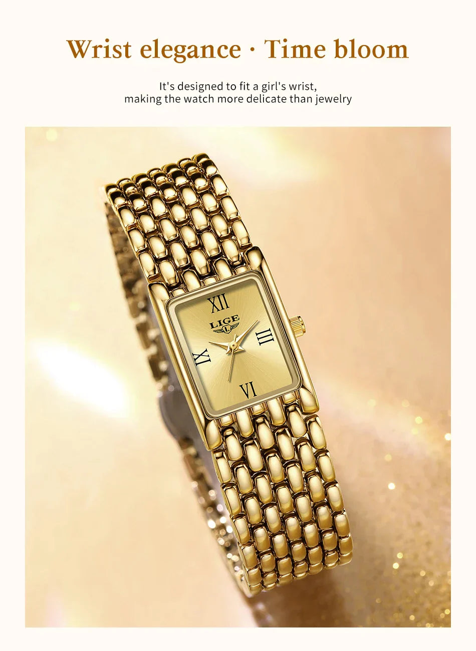 2025 New Gold Women's Watch Luxury Quartz Watch Stainless Steel Bracelet Retro Fashion 30M Waterproof Watch for Women reloj