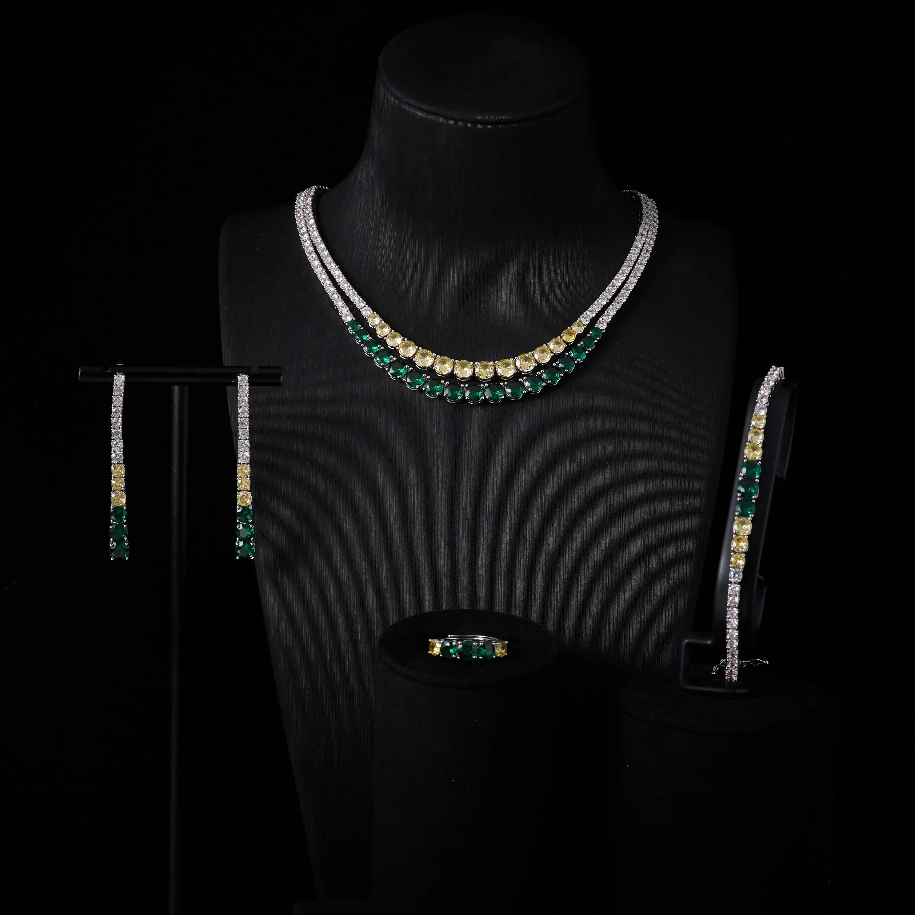 Trendy Jewelry Set for Women Layer Tennis chain Necklace Set Cubic Zircon Wedding Engagement Jewellery Accessories