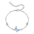 925 Sterling Silver Butterfly Charm Bracelet Lightweight CZ Beads Link Chain for Women Teens Gift Natural Wrist Decor