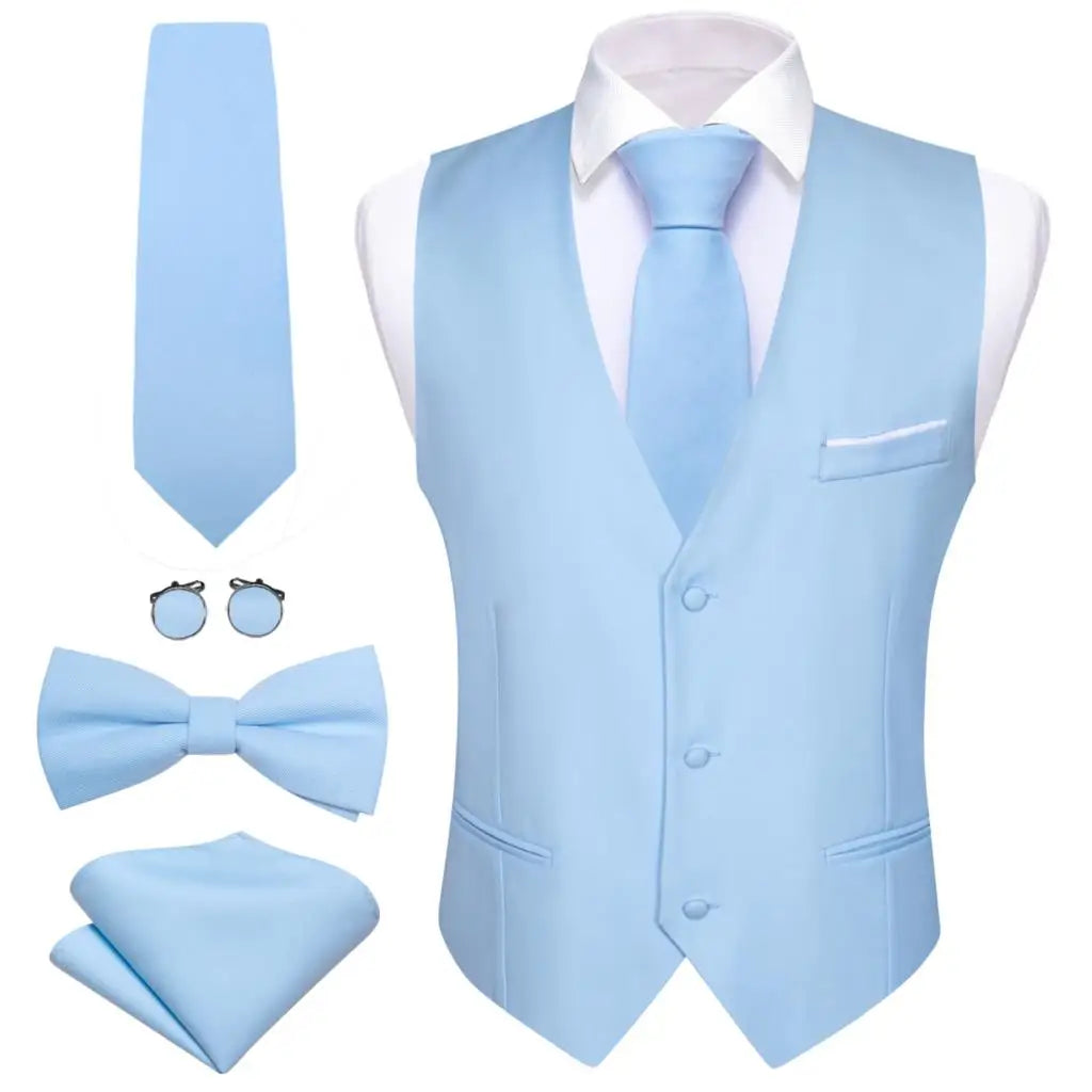 Elegant Silk Vest for Men Wedding Solid Gold Green Pink Purple Red Waistcoat Tie Bowtie Set Sleeveless Jacket Suit Barry Wang
