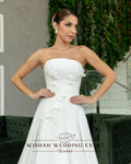 Customized Elegant Strapless Backless Applique Button A-line Long Dress Bridal Gown for Wedding Party 2027 Long Dress