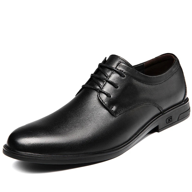 2024 Man Cow Leather Shoes Rubber Sole Casual Men's Shoes Formal Office Business Dress Genuine Leather Oxfords Wedding Shoes