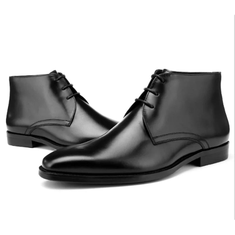 Calf Leather Men's Western Ankle Boots - Comfortable in Stock Chelsea Riding Boots for Men