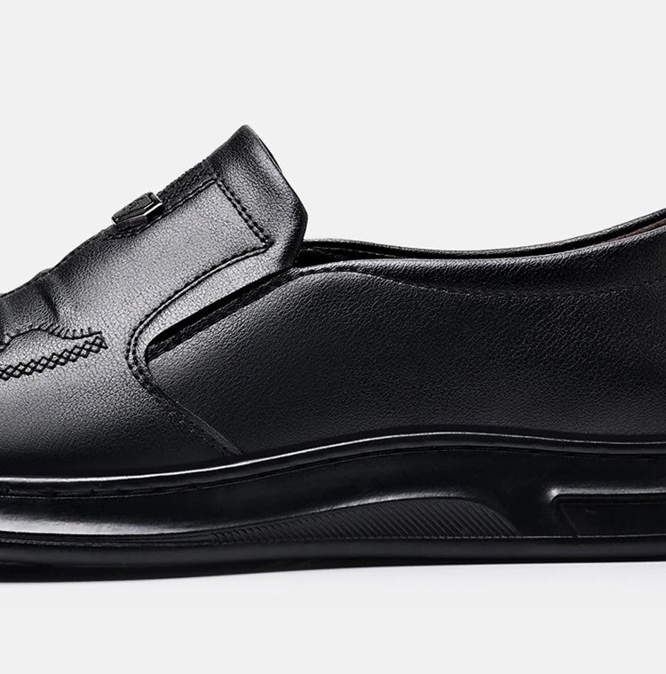 Men's Leather Business Loafers Spring Autumn Black Slip-On Shoes Male Breathable Soft Sole Comfortable Casual Driving Shoes Man