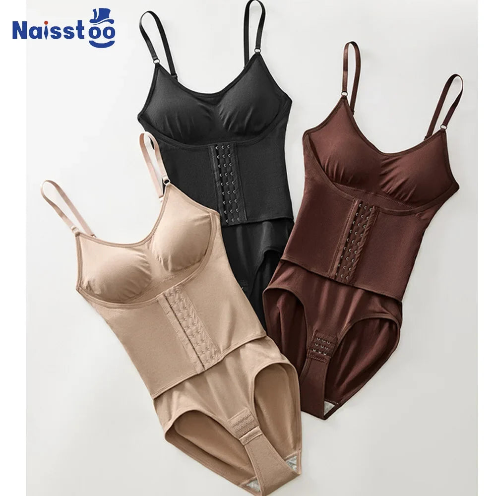 Naisstoo women shapewear bodysuit tummy control tight slimming body shaper bodysuit with bras