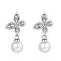 Butterfly Moissanite Diamond Drop Earrings with 8mm Freshwater Pearl 925 Sterling Silver Stud Earring for Women Fine Jewelry