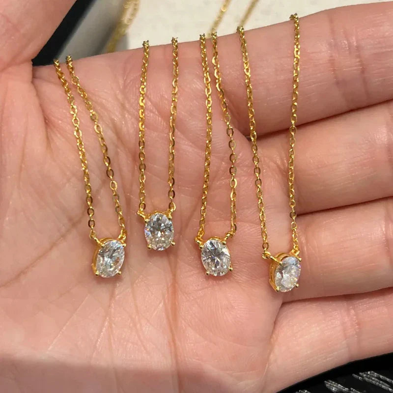 1/2/3Carat Oval Cut Solitaire Moissanite Pendant Necklace with certificate Diamond  Neckchain for women s925 silver Fine Jewelry