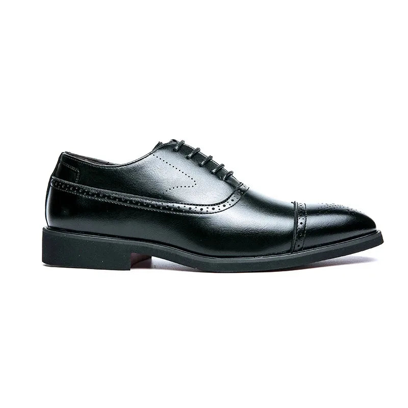 2025 men's shoes with red sole, fashionable business, leisure, party, daily retro carving, lace up, exposed navel formal shoes