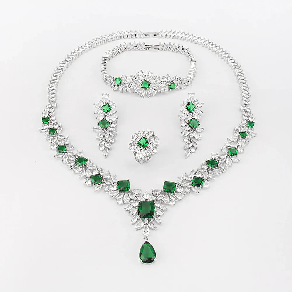 Noble Vivid Flower Appearance Design Necklace And Earring Fine Decoration Wedding Party Charming Jewelry Set