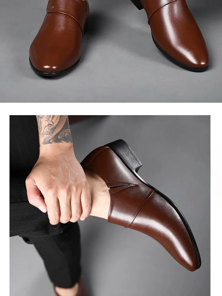 Leather Casual Pointed Toe Business Social Shoe for Men Elegant and Classic High Quality Fashion Dress Shoes Man Low Price Suit