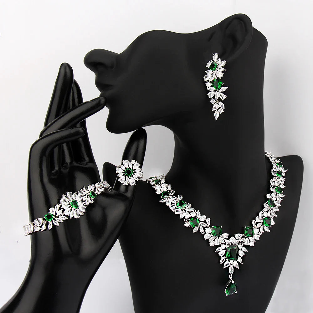 Noble Vivid Flower Appearance Design Necklace And Earring Fine Decoration Wedding Party Charming Jewelry Set