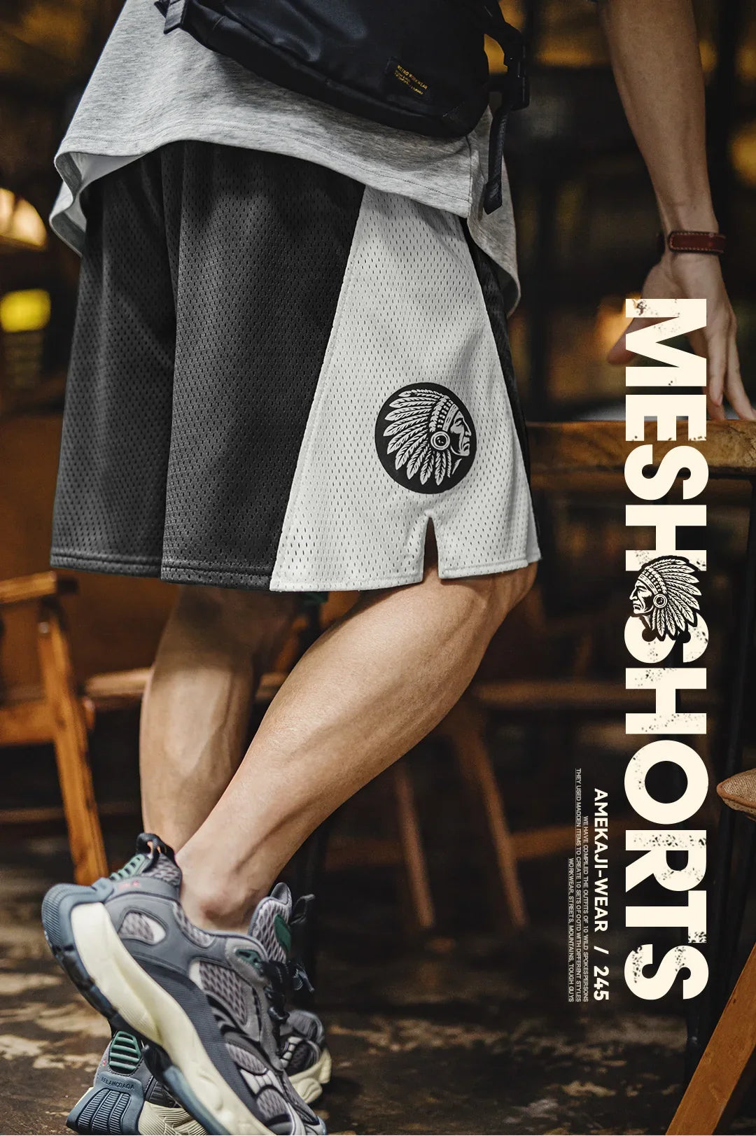 Men's Vintage Mesh Breathable Shorts Loose Basketball Fitness Training Five Inch Pants Casual Outdoor Summer Streetwear