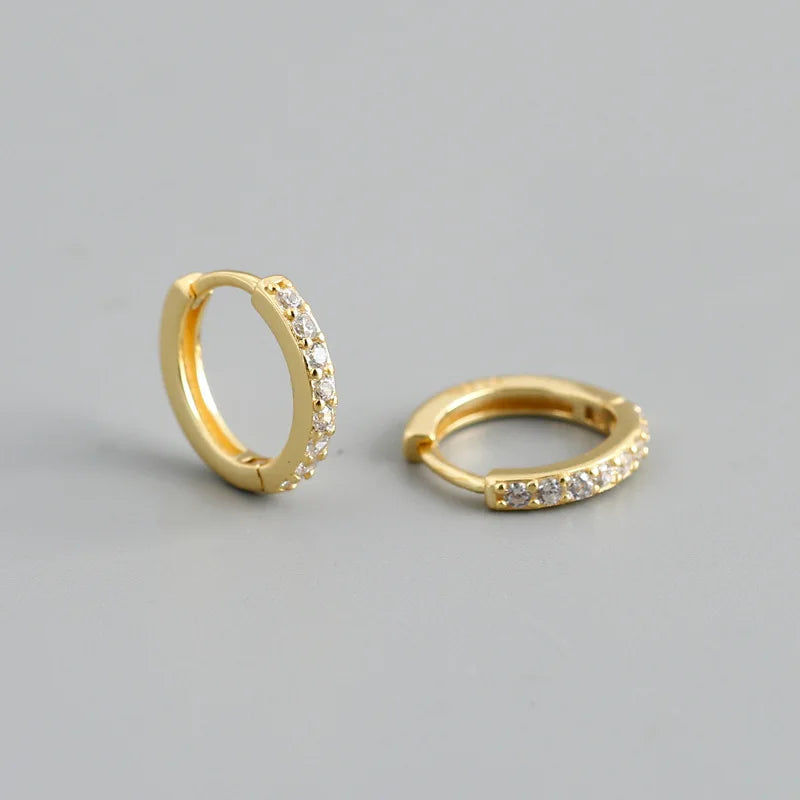 Real 925 Sterling Silver Gothic Simple White Zircon Hoop Earrings for Women Men Charms Unique Party Couple Jewelry 2021