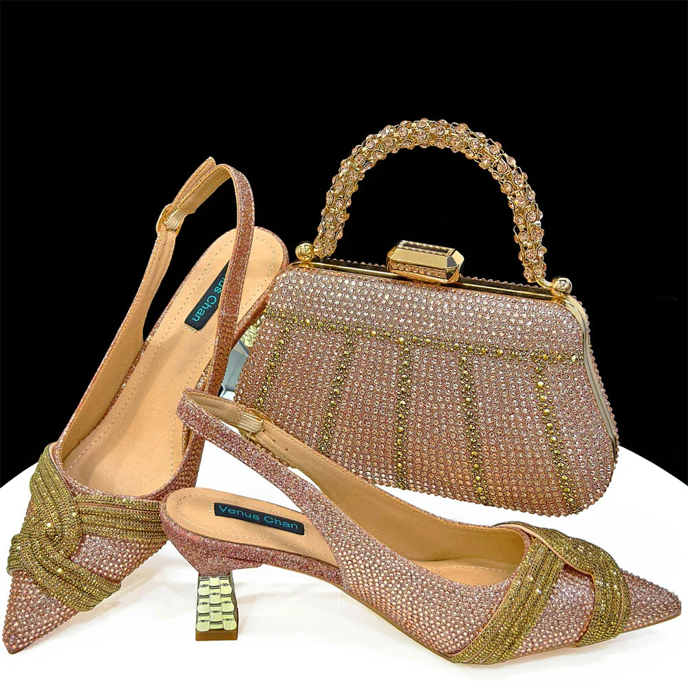 Black Hollow Design With Pointed Shoes And Fashion Three-Dimensional Bag