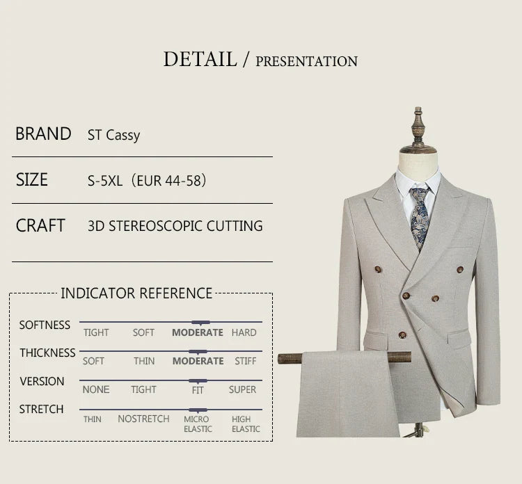 Elegant Man Suit 2 piece set Modern Wedding Party outfit Suits for Men Stylish Business office suit banquet attire