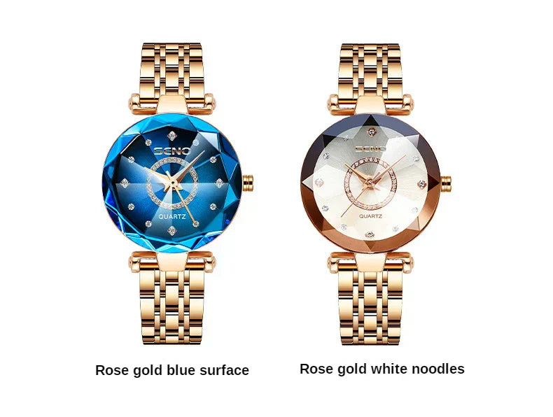 Ocean Star Women Crystal Watch 2025 Top Brand Luxury Rose Gold Women Bracelet Watch For Ladies Wrist Watch Relogio Feminino