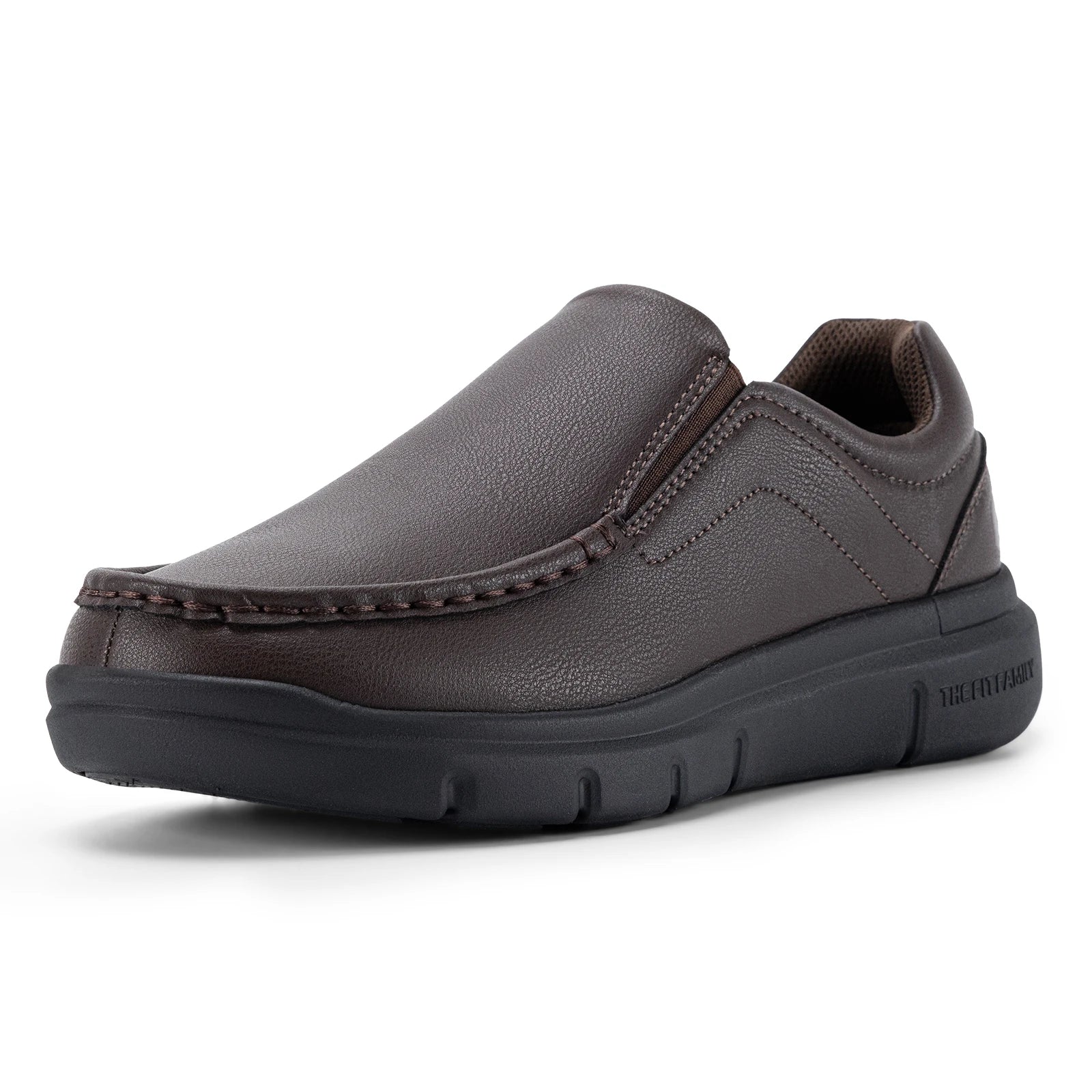 Men'S Slip-On Casual Shoes Leather Shoe Wide Width 2E Lightweight For Swollen Feet With Arch Support Pain Relief