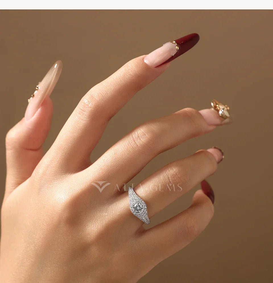 Sparking All Round Cut Moissanite S925 Silver Rings Top Quality Engagement Wedding Ring for Women Men Authentic Jewelry