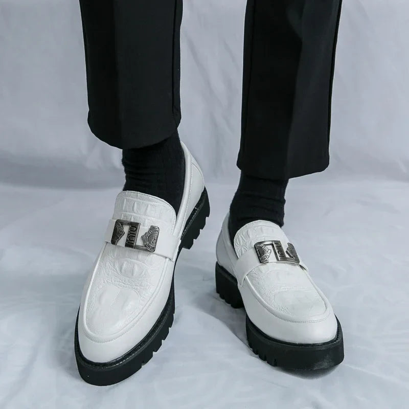 Mens Loafers Party Business Thick Soled Men Leather Shoes Dress Platform Shoes Comfortable Fashion New Casual Shoes for Men