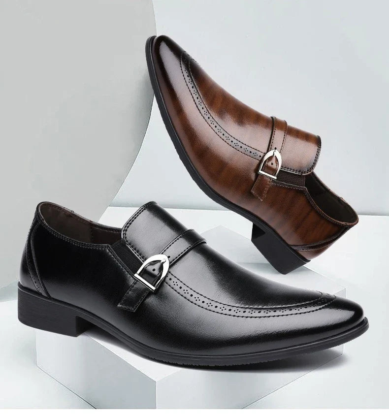 Spring Autumn New Pointed Leather Shoes for Men Solid Color Business Casual Shoes Male Fashion Designer Dress Shoe Man