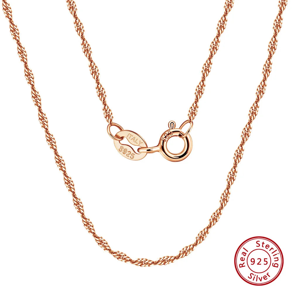 1.5mm Width Singapore Twisted Chain Necklace Solid 925 Sterling Silver Hiphop Classic Style Twist Choker Chain SC02