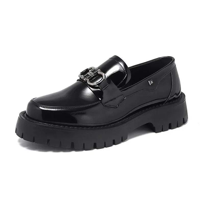 Fashion Dress Shoes Men Black PU Thick Sole Wear-resistant Casual Business Loafers European Social Shoes Size 38-46 Men Shoes
