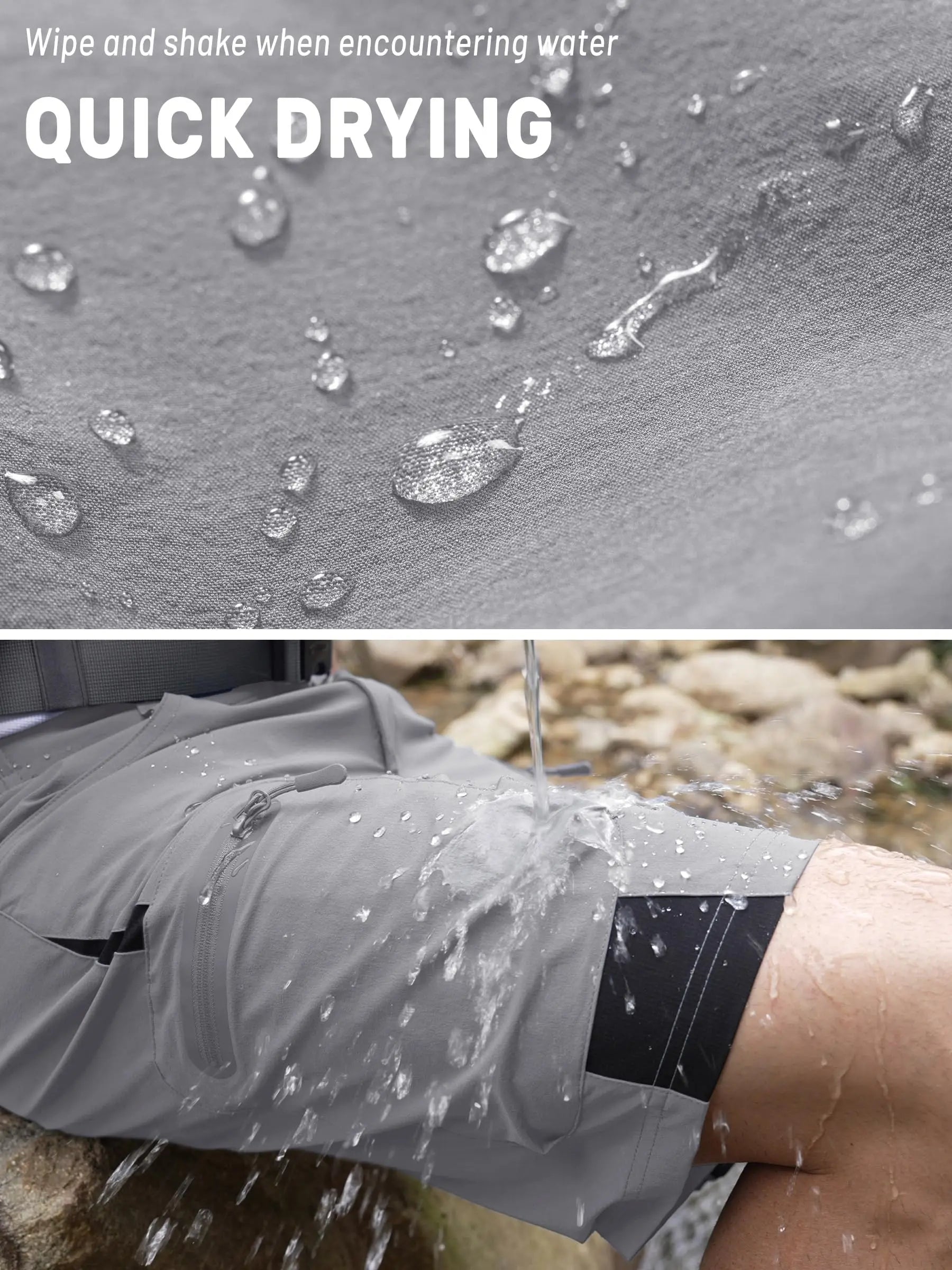 Quick Dry Cargo Shorts Mens Lightweight Work Cargo Shorts Multi Pockets Waterproof Outdoor Hiking Fishing Shorts Male