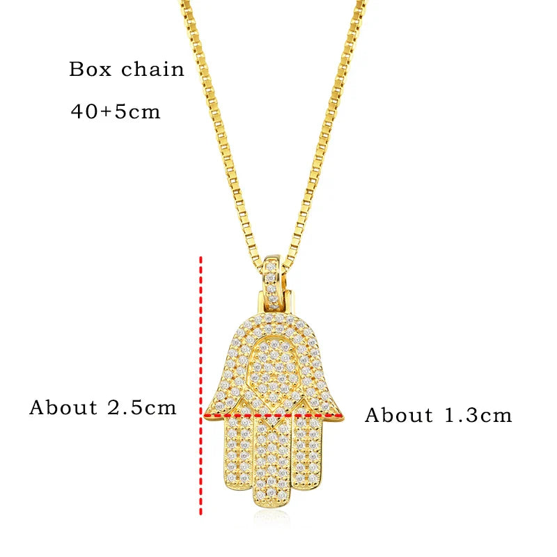 18k Plated Certified Moissanite Necklaces for Women Hand Shape Full Diamond Pendant Dainty Jewelry Pure S925 Silver