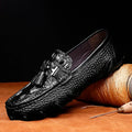 Luxury New Genuine Leather Men Shoes Thick Bottom Crocodile Style Moccasins Mens Loafers Fashion Male Flat Classic Driving Shoes