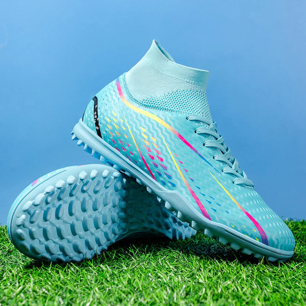 Wear Resistant TF Turf Soccer Boots PU Elastic Fabric Upper Rubber Stable Grip Sole Youth Boys Girls Football Shoes