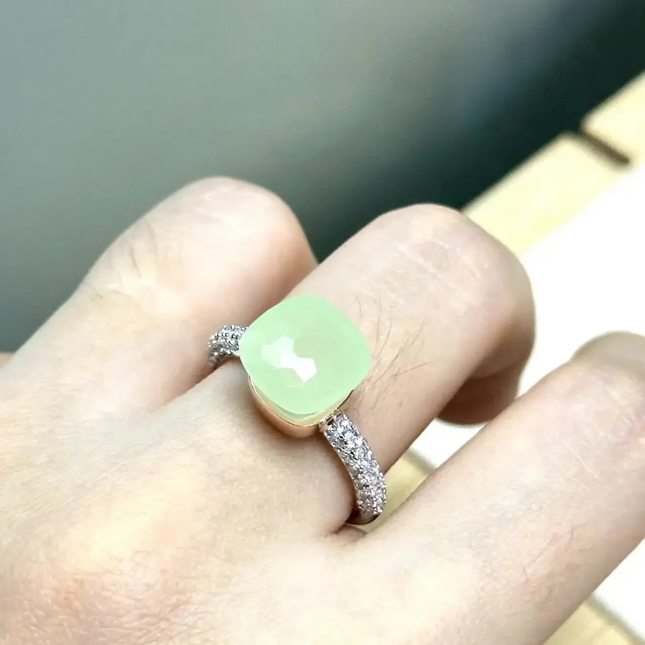 10.6mm S925 Ring Silver Rose Gold Metal 32 Colors Candy Style Zircon Crystal Ring for Women Fine Jewelry Party Gift Trendy Ring
