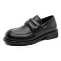Low-Heel Round-Toe Business Casual Shoes Easy-To-Wear Thick-Heeled Height-Increasing Leather Loafers for Men Spring Autumn