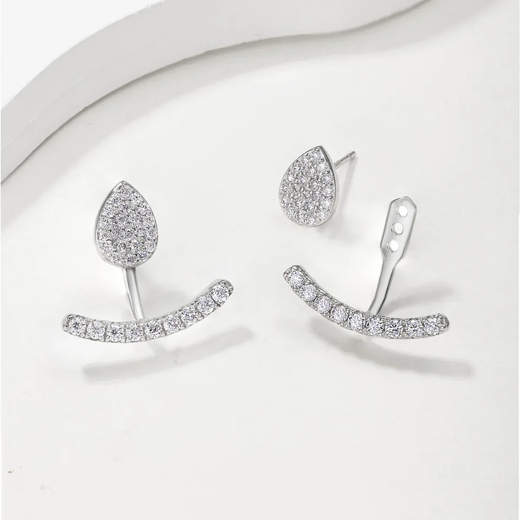 2 in 1 Pear Marquise Cut Moissanite Stud Earrings for Women S925 Silver Full Lab Diamond Dainty Pierced Ear Fine Jewelry