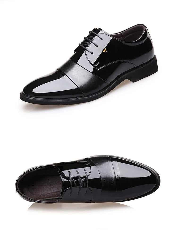 New Men Round Toe Leather Shoes Business Casual Office Summer Flat Big Size Elevator Shoes Wedding Formal Loafers