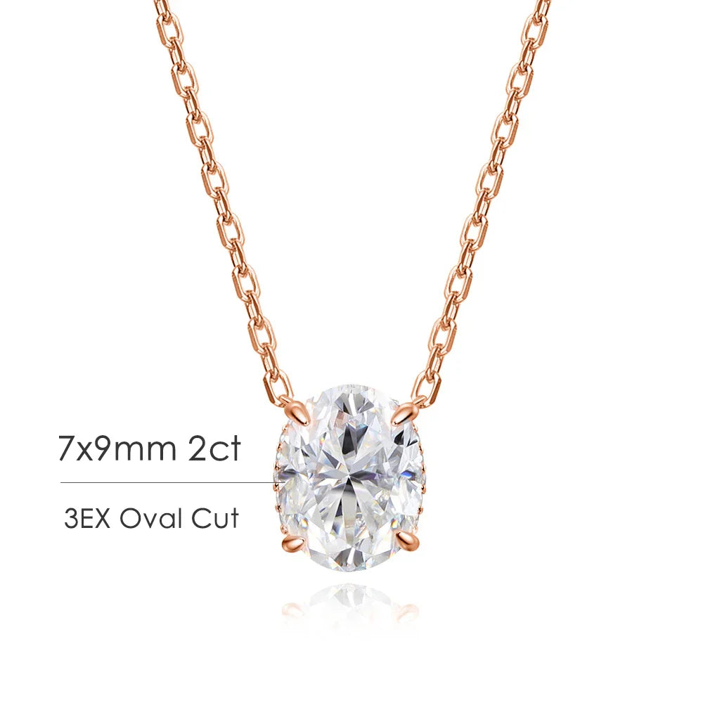 1-4.5ct Oval Cut Moissanite Necklaces for Women Daily Jewelry Solid 925 Silver Chain Wrap Diamond Pendant Birthday Gift