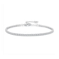 925 Sterling Silver Women Adjustable Tennis Bracelet - Platinum Plated Clear 3mm Cubic Zirconia Classic Tennis Bracelet