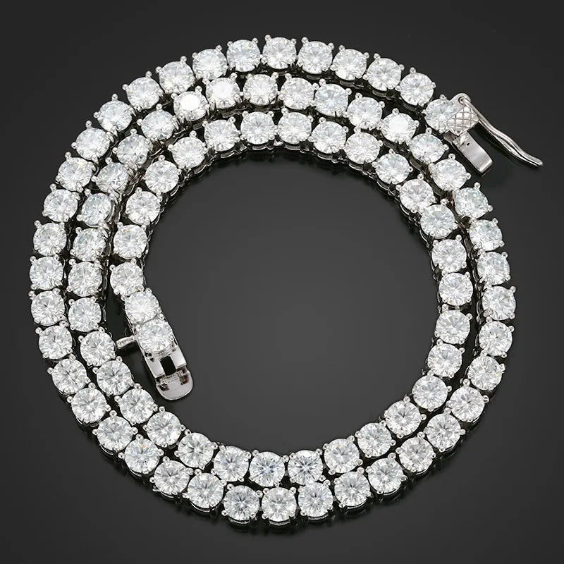 Premium Unisex Moissanite Tennis Necklace for Men Original 925 Sterling Silver Hip Hop Tennis Bracelets for Women