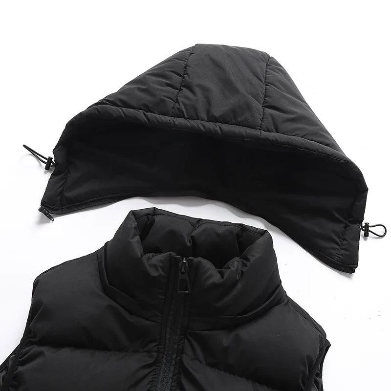 Mens Vest Jacket Warm Sleeveless Jackets Winter Waterproof Zipper Coat Autumn Stand-up Collar Casual Waistcoat Brand Clothing