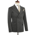 2024 New Double-Breasted Stripe Suits for Men Slim Fit 2 Piece Set Blazer Pants Office Smart Casual Wedding